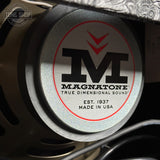 Speaker inside of Magnatone Twilighter Custom 2x12 Combo Tooled Black Western Leather.