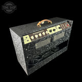 Back angle of Magnatone Twilighter Custom 2x12 Combo Tooled Black Western Leather.