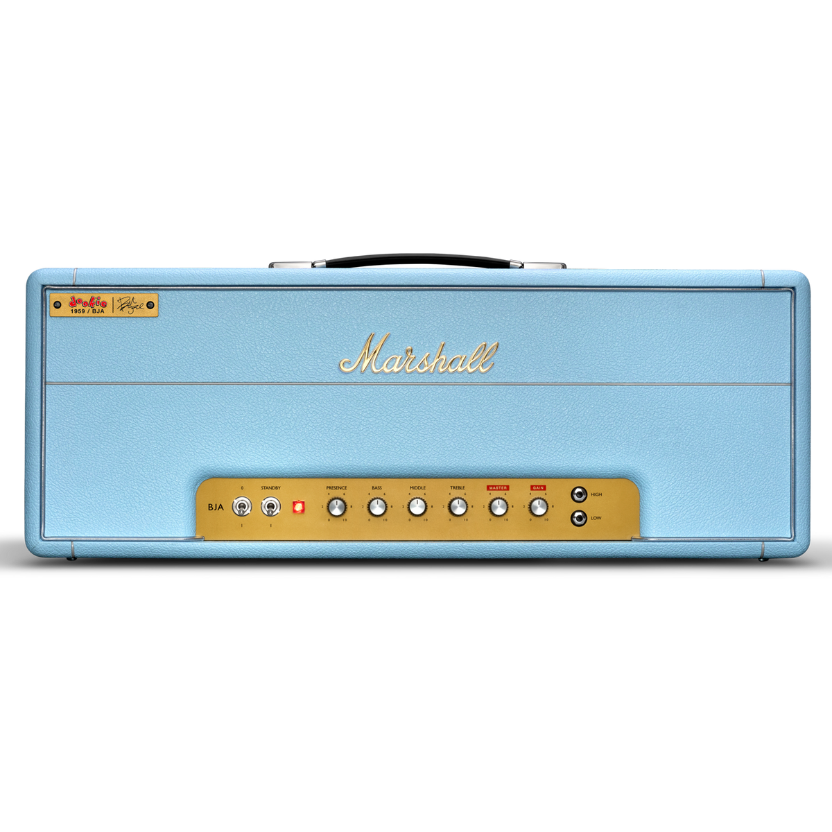 Front of Marshall 1959BJA Billie Joe Armstrong Artist Signature Amp Head.