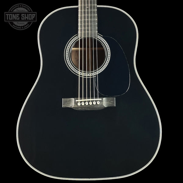 Front of Martin Custom Shop Slope Shoulder Dread Blacktop 28 Style Adirondack / Wild Grain East Indian Rosewood.
