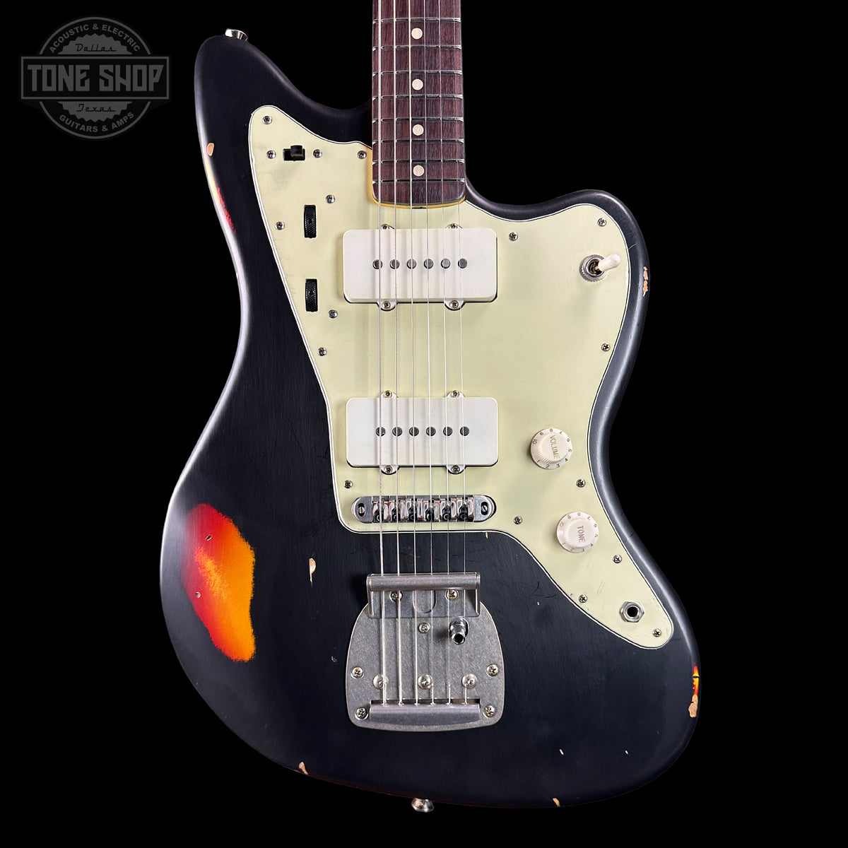 Front of Nash JM-63 Black over 3-Tone Medium Aging.