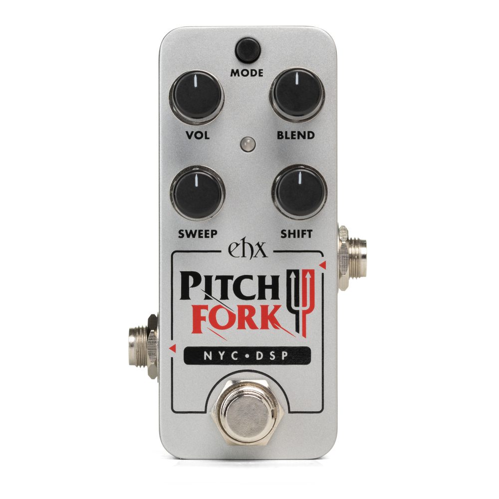 Top down of EHX Electro-Harmonix Pico Pitch Fork Polyphonic Pitch Shift.