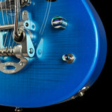 Detail on Powers Electric A-Type Select Maple Cruise Night Blue Ghost Flame PF42 Firestripe Delrin Cool CamTail.