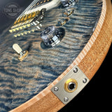 Binding on PRS 40th Anniversary Custom 24-08 Semi-Hollow Limited Faded Whale Blue Natural Back.