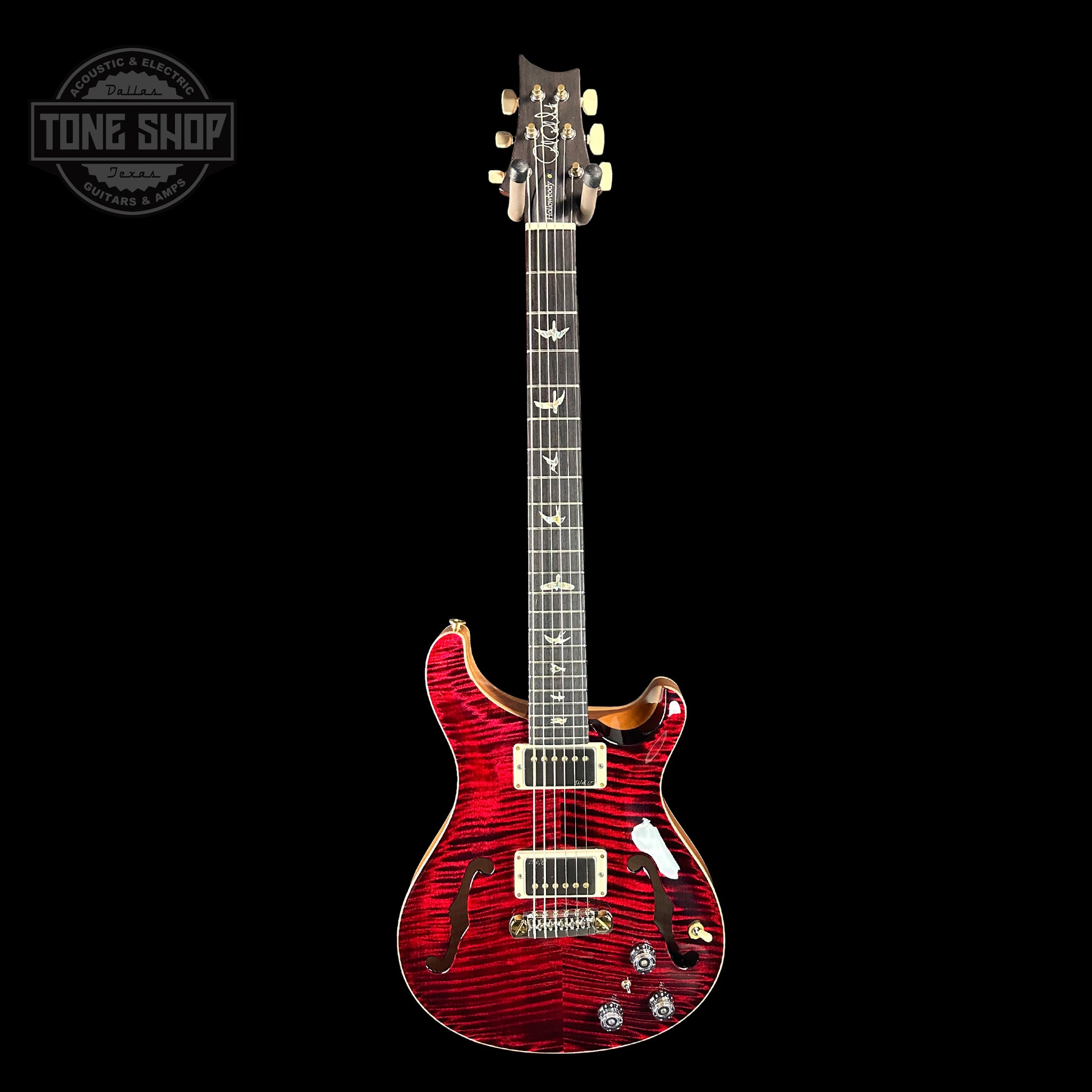 Full front of PRS Hollowbody II Piezo 10-top Red Tiger.