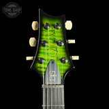 Headstock of PRS Wood Library DGT 10 Top Eriza Verde Smokeburst Swamp Ash Maple/Ebony.