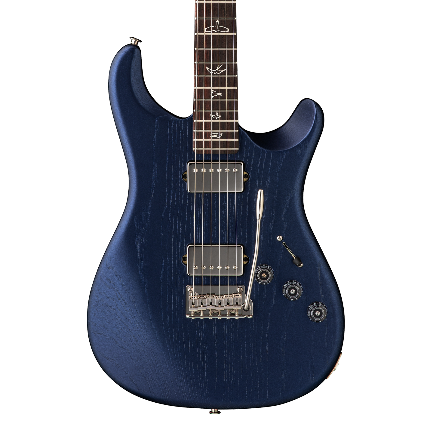 Front of PRS Fiore HH Satin Metallic Midnight.