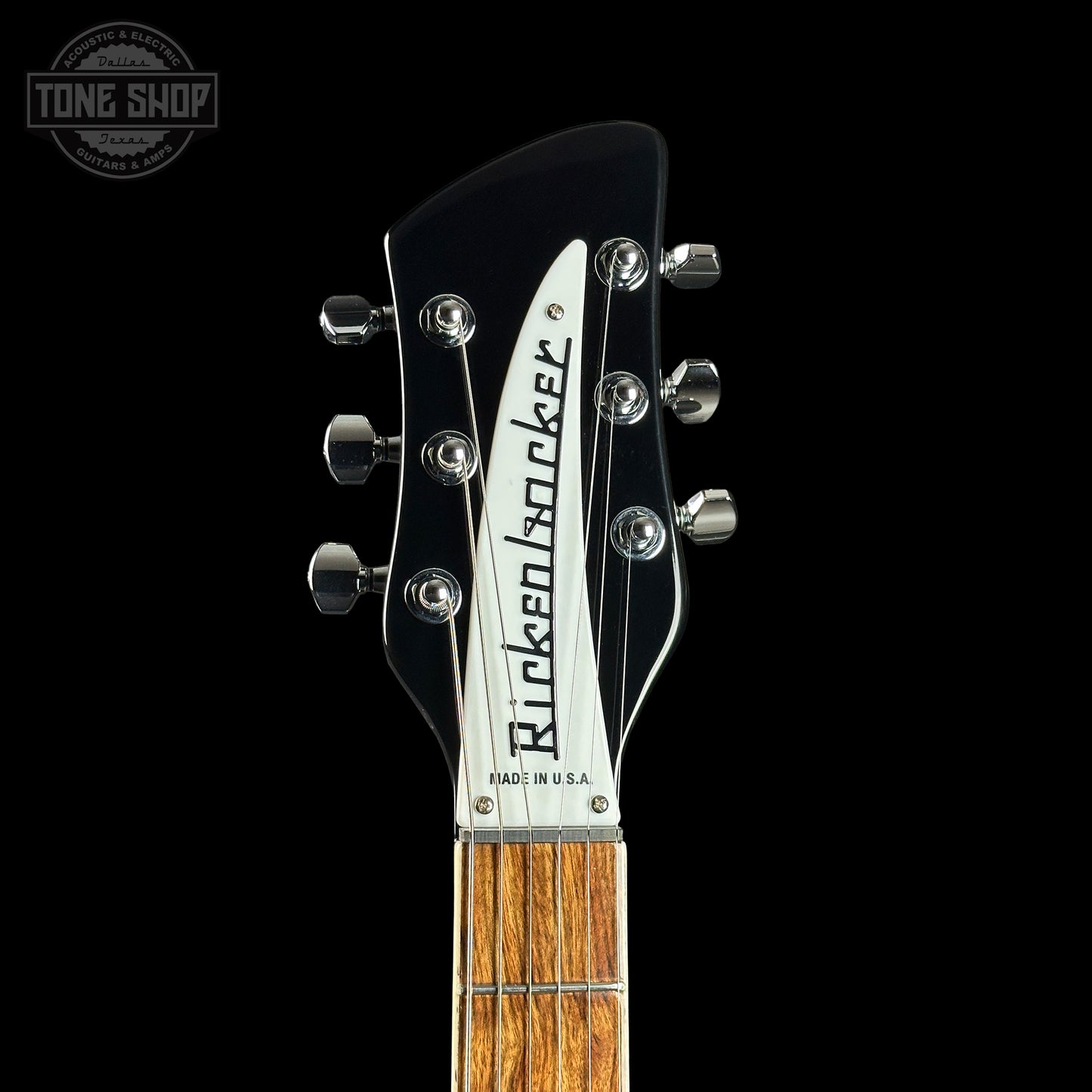 Headstock of Rickenbacker 360 Thinline Semi-Hollow Jetglo 6-String.