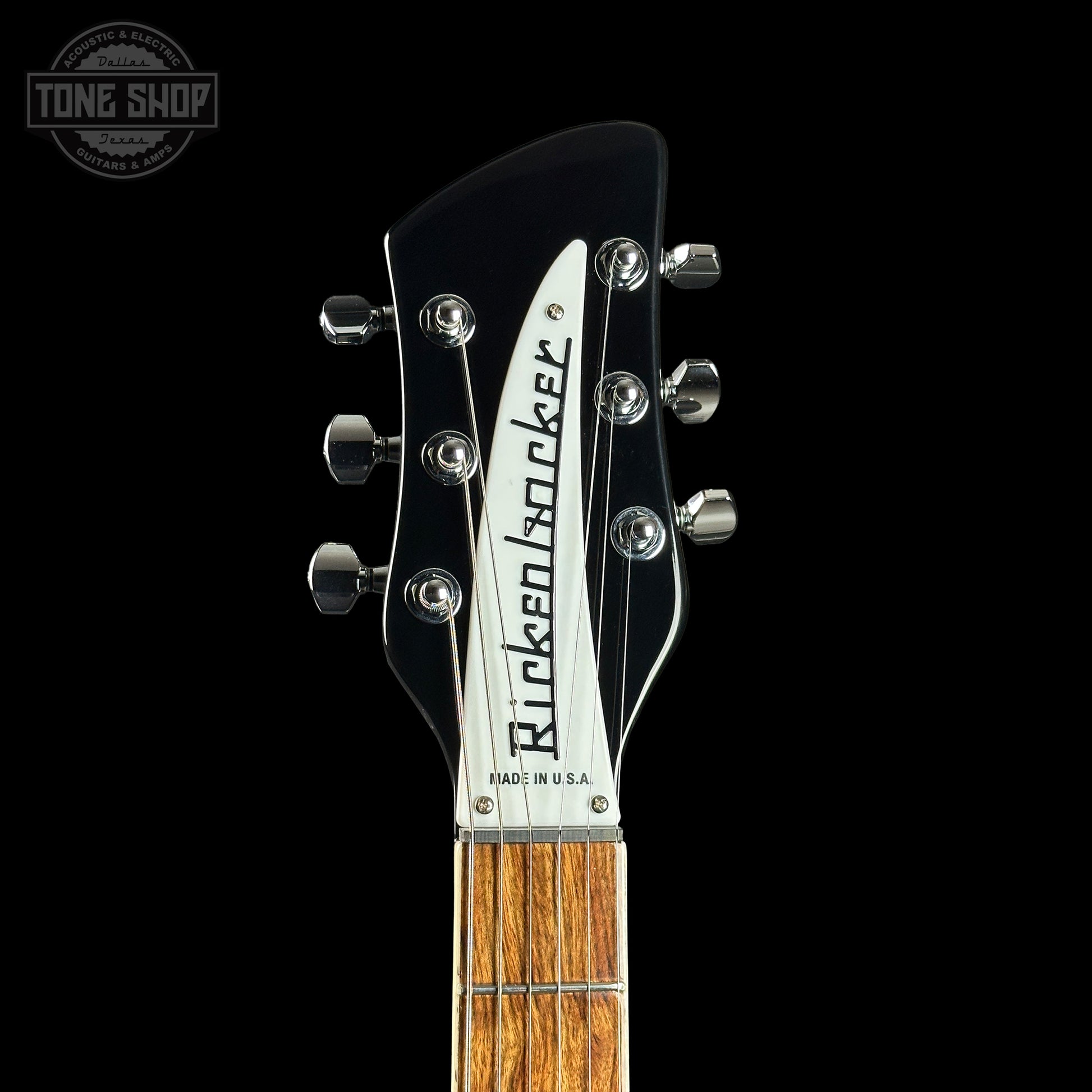 Headstock of Rickenbacker 360 Thinline Semi-Hollow Jetglo 6-String.