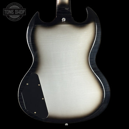 Guitar body with a gradient finish on a black background, featuring the Tone Shop logo.