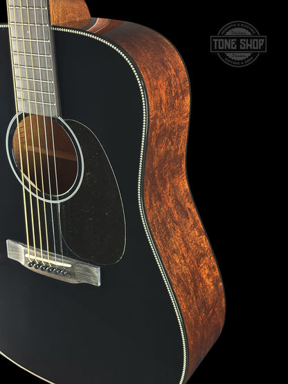 Front angle of Martin Custom Shop Dread 14-Fret Jaguar Claw Mahogany Black Top.