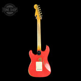 Full back of Fender Custom Shop Time Machine '57 Strat Heavy Relic Aged Fiesta Red.