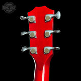 Back of headstock of Taylor 2025 Namm Custom #35 Grand Pacific Big Leaf Maple.