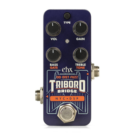 Top down of EHX Electro-Harmonix Pico Triboro Bridge Tri-mode Drive.