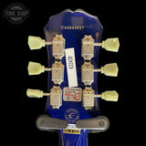 Back of headstock of Used 2002 Epiphone Les Paul Blueberry Burst MIK.
