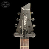 Headstock of Used 2005 Schecter Gryphon Diamond Series Gray Black Burst.