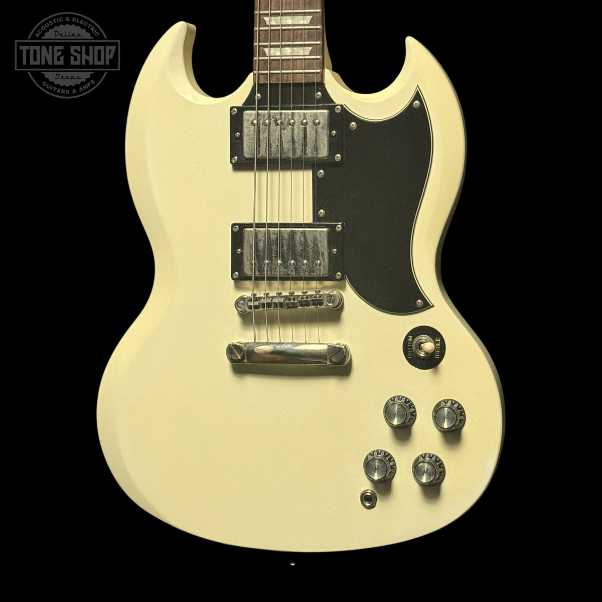 Front of Used 2009 Epiphone SG White.