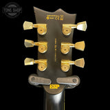 Back of headstock of Used 2011 ESP LTD Deluxe EC 1000 Matte Black.