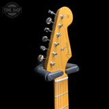 Headstock of Used 2018 Fender Classic Series 50s Stratocaster Daphne Blue.