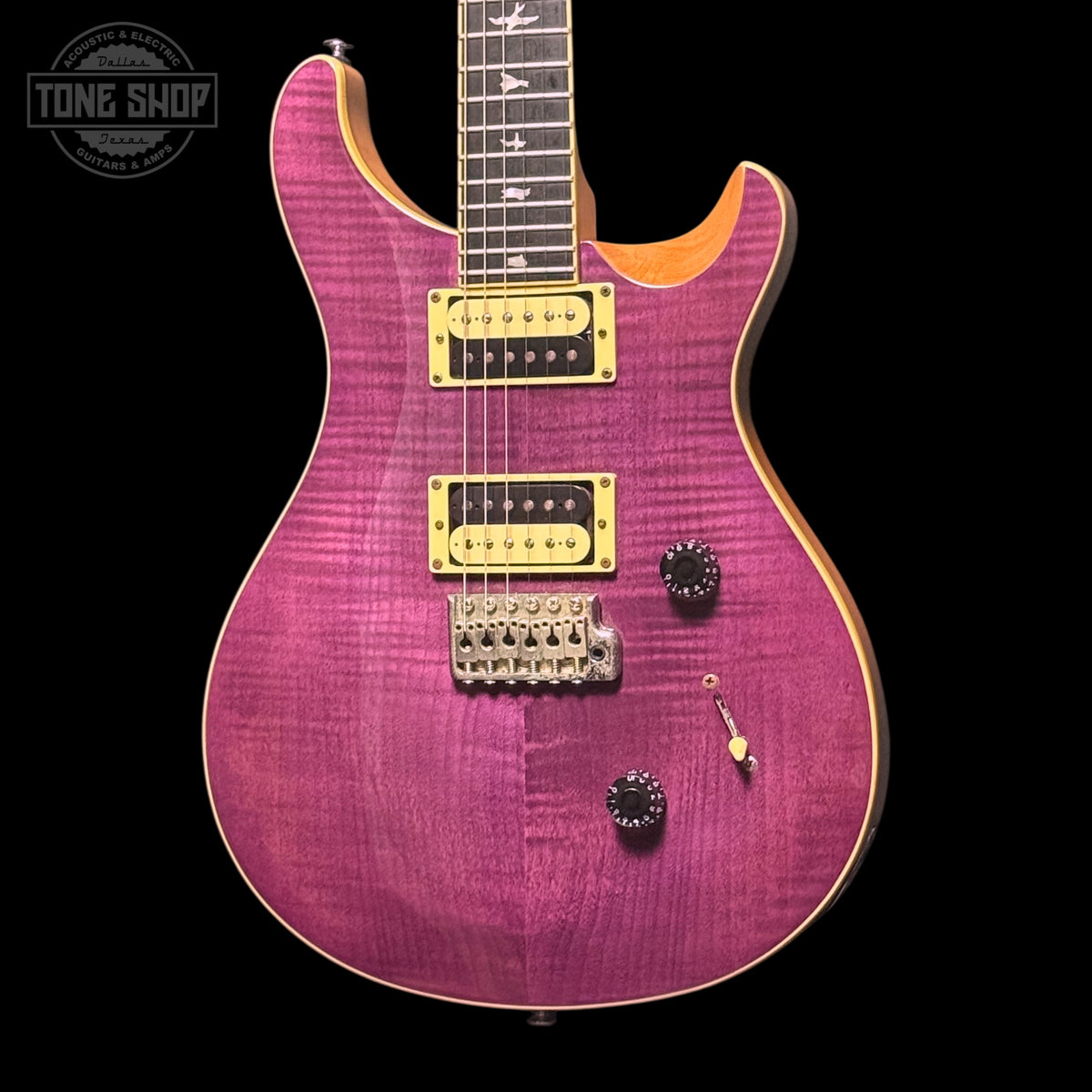 Front of Used 2019 PRS Paul Reed Smith Custom 24 SE Purple No Trem Bar.