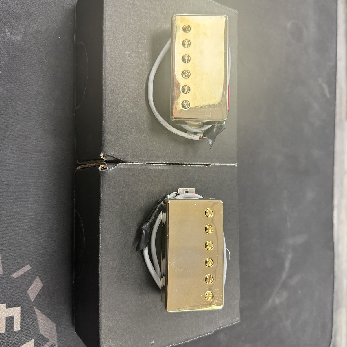 Front of Used Gibson 490R/498T Pickup Set Gold.