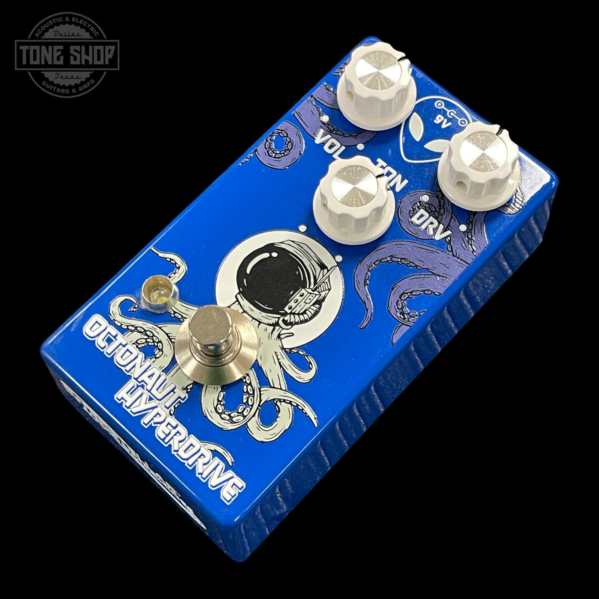 Front angle of Used Interstellar Audio Machines Octonaut Hyperdrive Ice Blue Pedal.