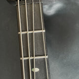 Frets and fretboard of Used Mitchell Short Scale Bass Robins Egg Blue.