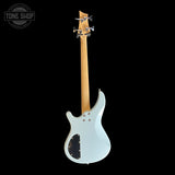 Full back of Used Mitchell Short Scale Bass Robins Egg Blue.