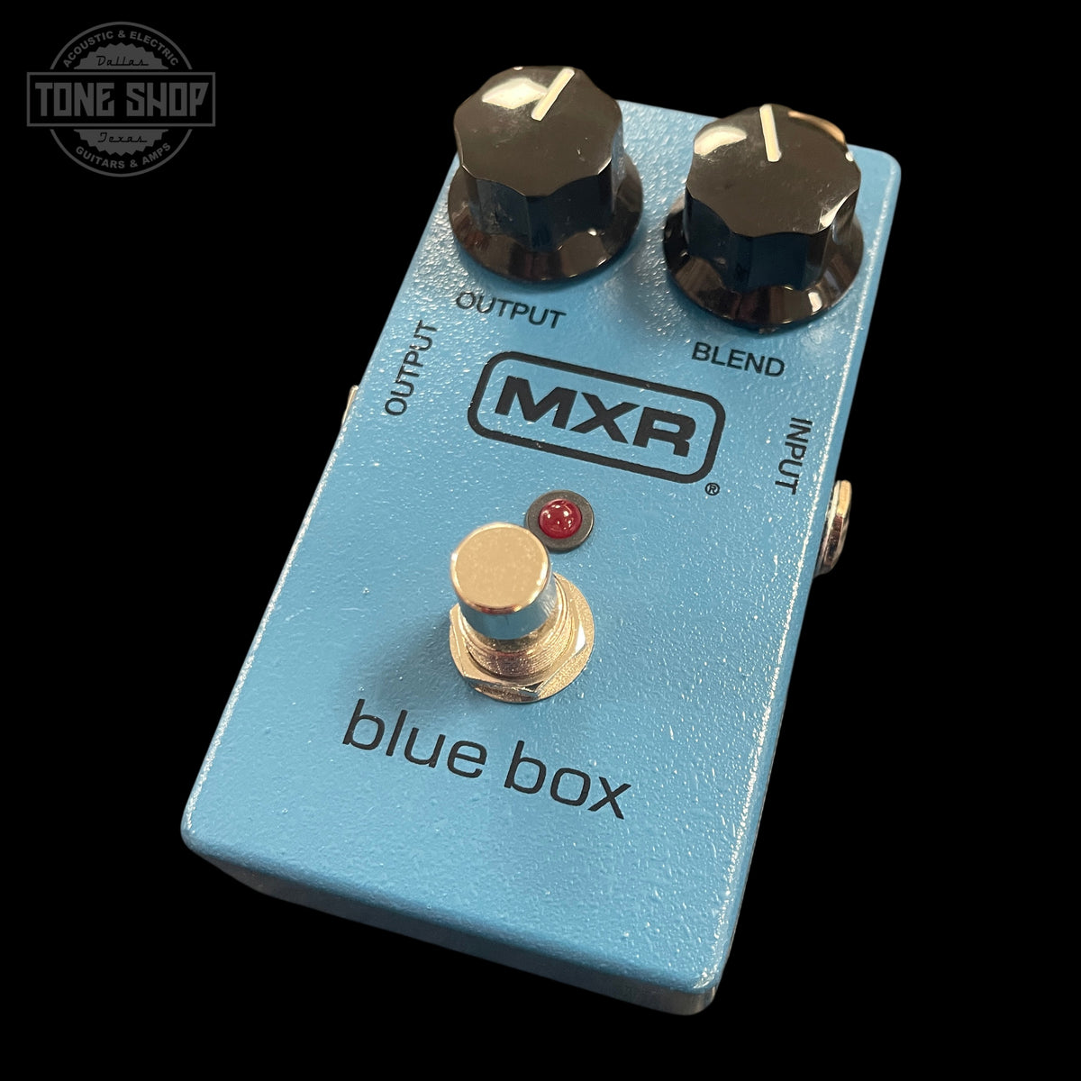 Front angle of Used MXR M103 Blue Box Octave Fuzz Pedal.