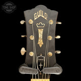 Headstock of Vintage 1968 Guild Starfire III Red.
