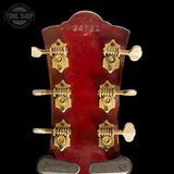 Back of headstock of Vintage 1968 Guild Starfire III Red.