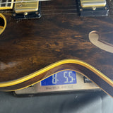 Vintage 1973 Gibson ES-345TD Stereo Walnut Finish w/Changed Tuners on scale displaying weight.