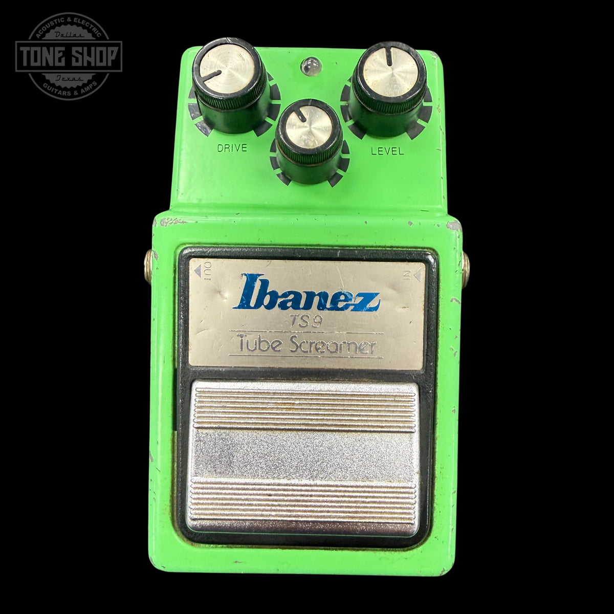 Front of Vintage 1984 Ibanez TS9 Tube Screamer JRC45580 Chip Silver Label.