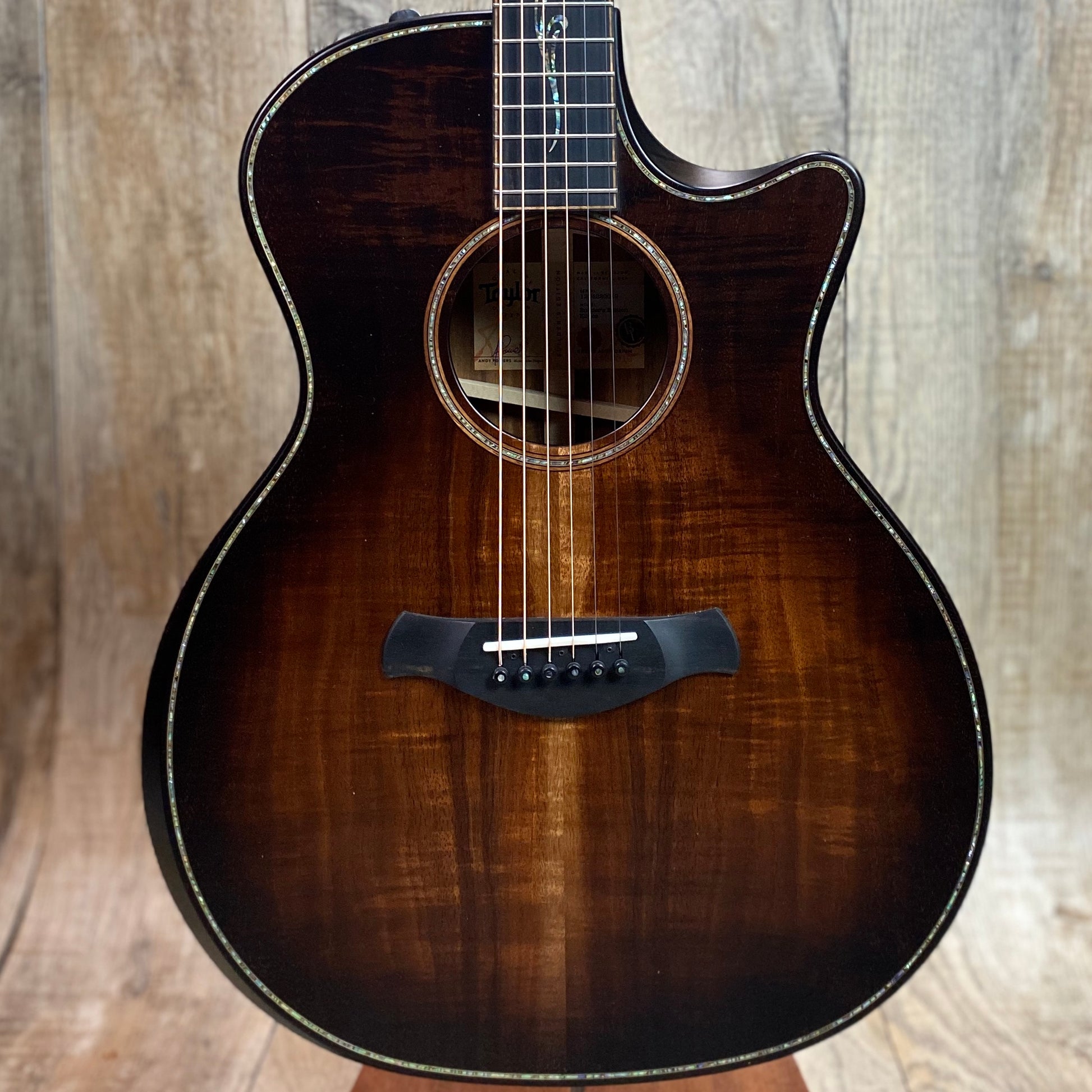 Taylor Builder's Edition K24ce Acoustic Guitar body in Hawaiian koa Tone Shop Guitars Dallas