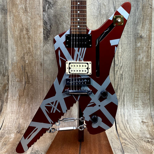 EVH Striped Series Shark Burgundy w/Silver Stripes