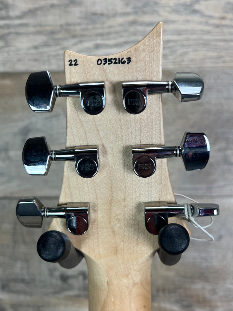 Back of headstock of PRS Paul Reed Smith CE 24 Amber.