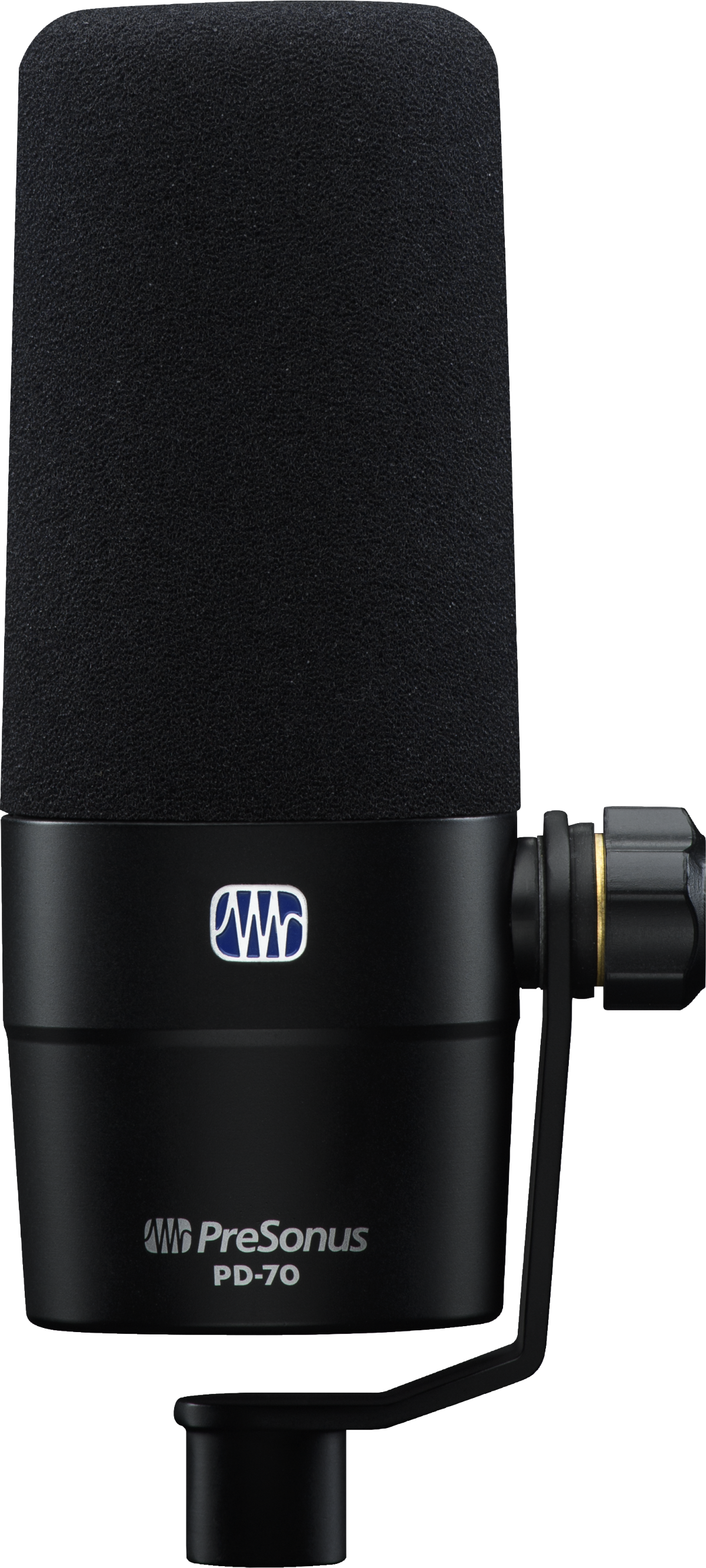 Front of PreSonus PD-70 Broadcast Dynamic Microphone.