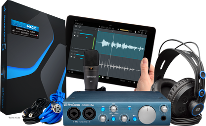 Full bundle of PreSonus AudioBox  iTwo Studio Blue.