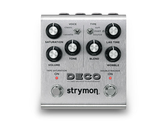 Top down of Strymon Deco Tape Saturation and Doubletracker Delay Pedal V2.
