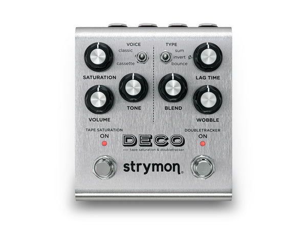 Top down of Strymon Deco Tape Saturation and Doubletracker Delay Pedal V2.