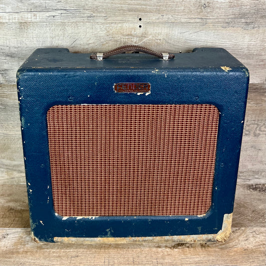 Front of Vintage Fender Pro Amp 5A5 TV Front Painted Blue TSU12345.