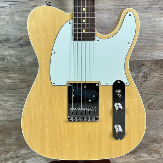 Front of Reverend Pete Anderson Eastsider T "E" Natural Satin Korina Tone Shop Exclusive.