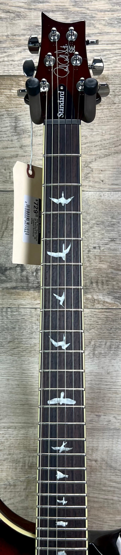 Neck of PRS Paul Reed Smith SE Standard 24-08 Tobacco Sunburst.