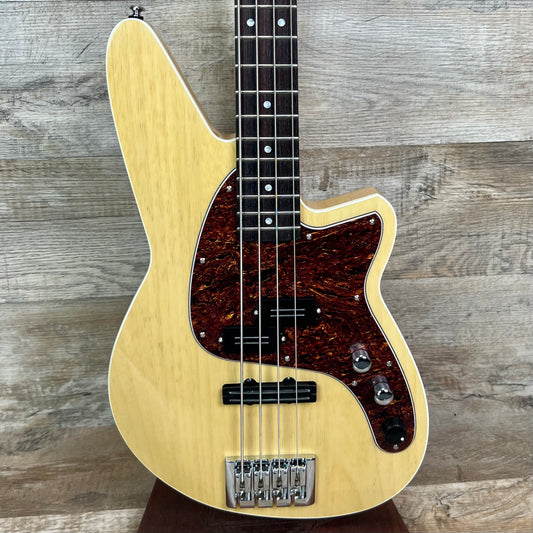 Front of Reverend Decision P Bass Natural.
