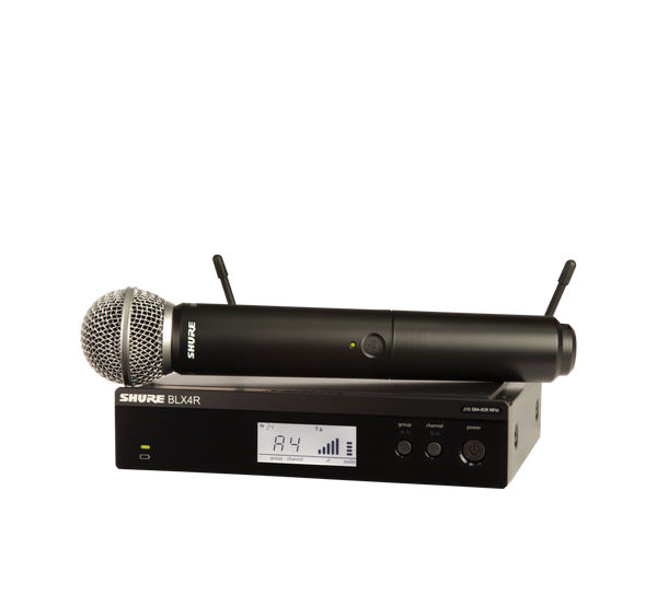 Shure BLX24R SM58 H10 Vocal Wireless System contents.