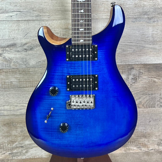 Front of PRS Paul Reed Smith SE Custom 24 Left Hand Faded Blue Burst.
