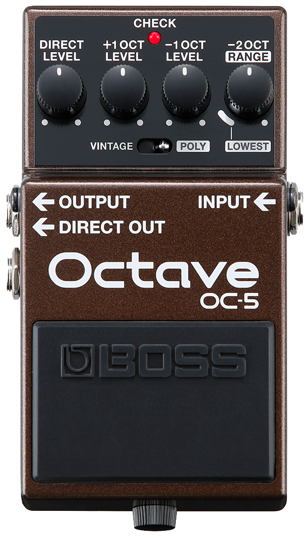Top down of Boss OC-5 Octave Pedal.