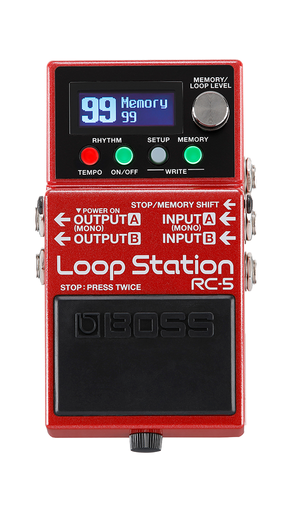 Top down of Boss RC-5 Loop Station Compact Recorder.