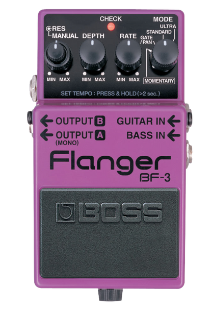 Top down of Boss BF-3 Flanger.