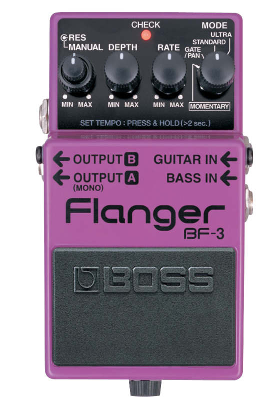 Top down of Boss BF-3 Flanger.